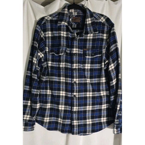 Orvis Men's Thick Flannel Shirt Size M Dark Blue Shacket Button Down 100% Cotton - Picture 1 of 8